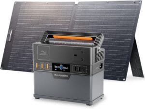 Portable Power Station 300W Camping Generator with 100W Foldable Solar Panel