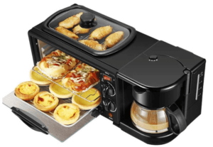 3 In 1 Cooker, Oven, Coffee Maker, Non-Stick Griddle, 4-Slice Toaster