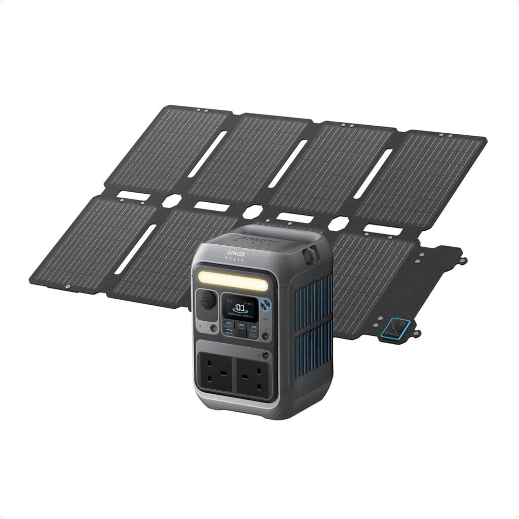 Anker SOLIX C300 Portable Power Station with 100W Solar Panel 288Wh LiFePO4 Battery 300W