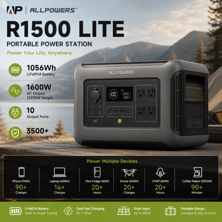 ALLPOWERS R1500 LITE Portable Power Station | 1056Wh 1600W