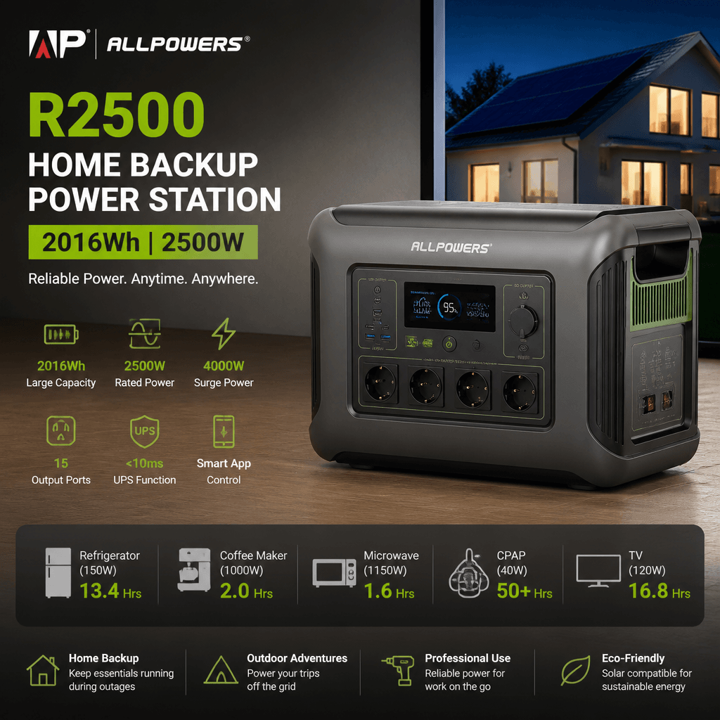 ALLPOWERS R2500 Home Backup Power Station | 2016Wh 2500W